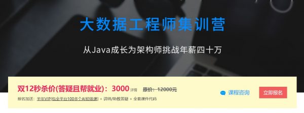 大数据工程师集训营，从Java成长为架构师挑战年薪四十万 新课(价值3000元)