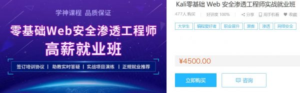 Kali安全渗透高级工程师，Web安全实战就业班培训教程